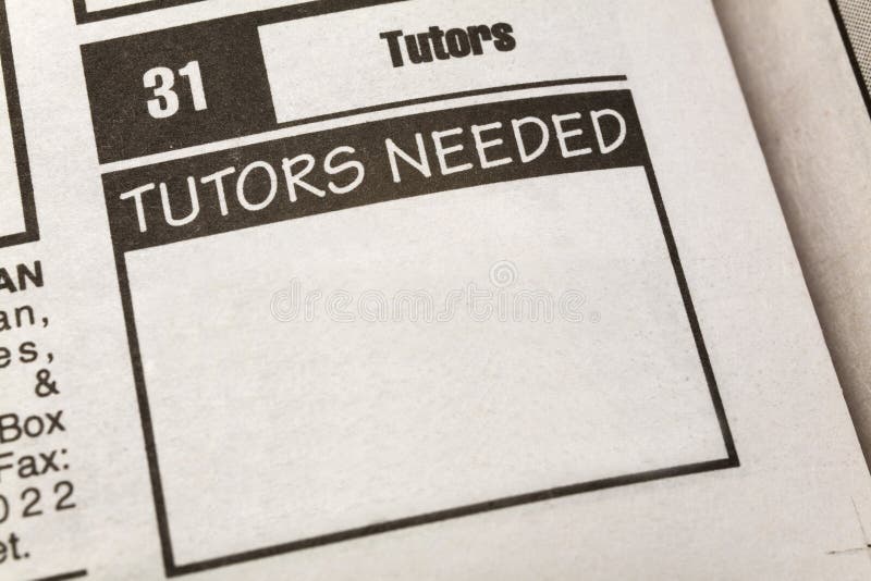 Classified Ad Tutors Needed stock images