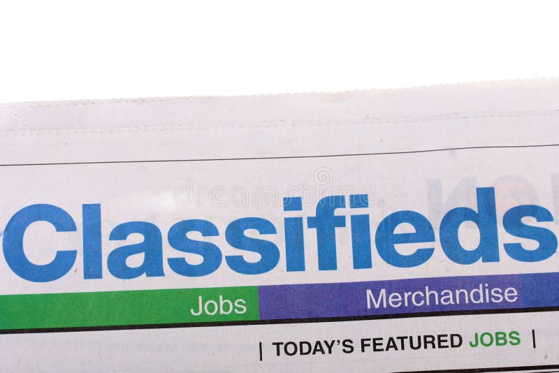 Word Classifieds as heading heading in the newspaper. Word Classifieds as heading heading in the newspaper.