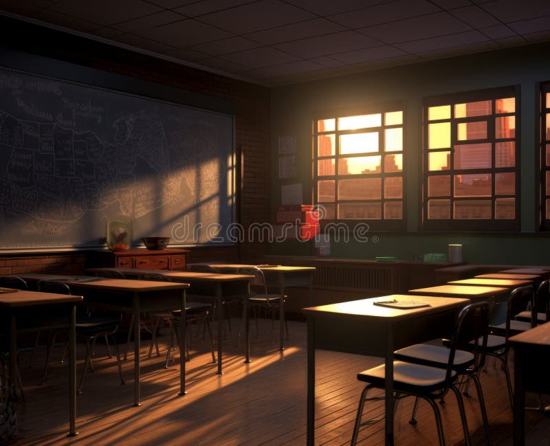 A Classroom With Desks And Chairs Stock Illustration Illustration Of A Classroom With Desks And Chairs Stock Illustration Illustration Of