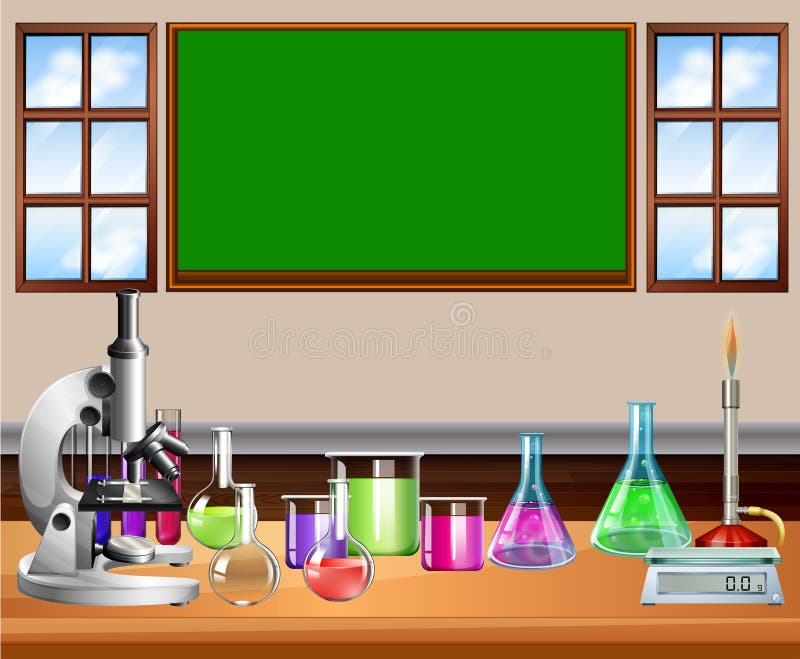 Classroom Full of Science Equipment Stock Vector Illustration of
