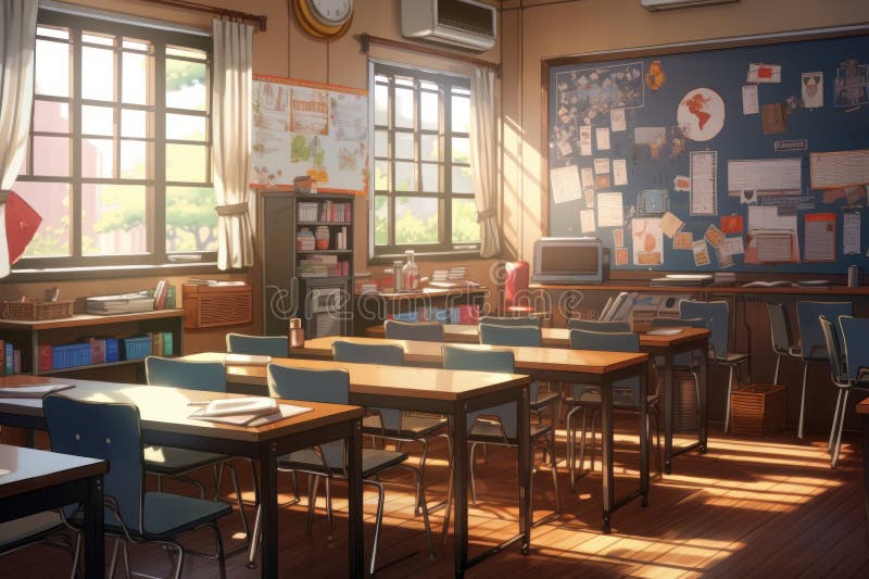 Morning Anime Classroom Background Print Graphic by MeiMei10 · Creative  Fabrica