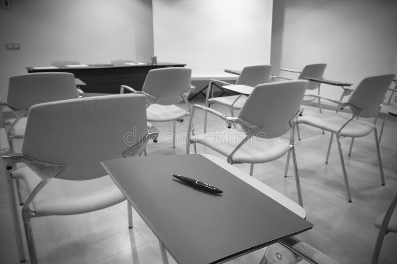 Classroom with School Chairs and Desk Stock Photo Image of chair