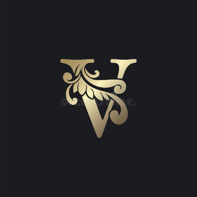 Classy Gold Letter V Luxury Decorative Initial Logo Icon, Elegance ...