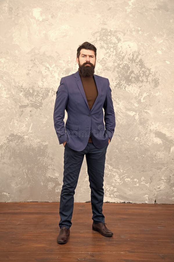 Classy Style. Man Bearded Hipster Wear Classic Suit Outfit. Formal Outfit.  Take Good Care of Suit Stock Image - Image of formal, director: 158888887