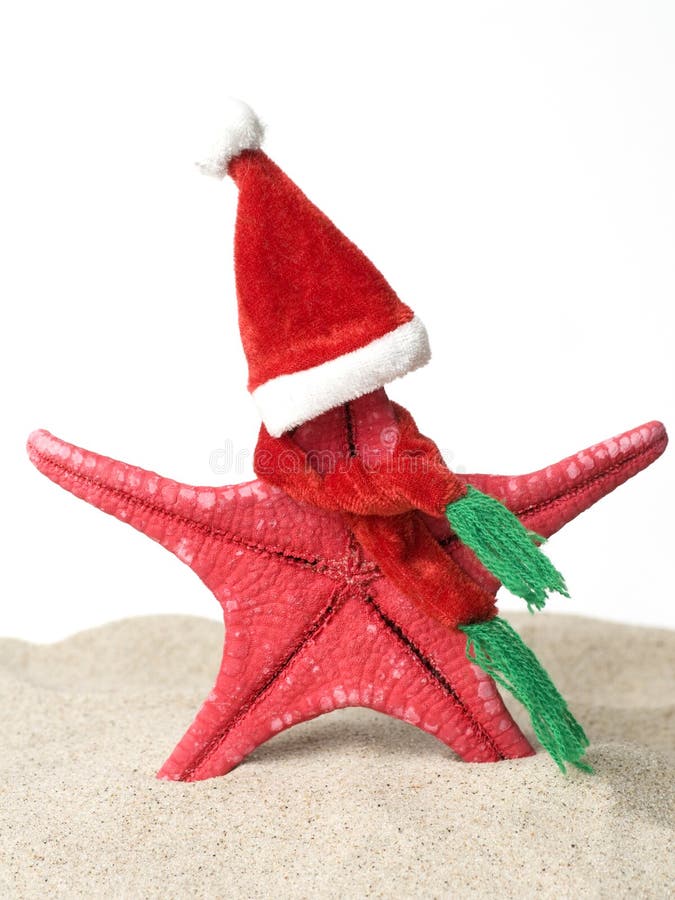 Starfish Santa Claus in tropical Christmas season. Starfish Santa Claus in tropical Christmas season