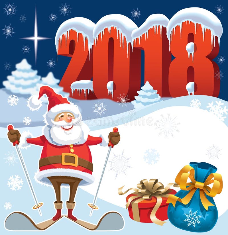 claus santa skidåkning stock illustrationer claus santa skidåkning stock illustrationer