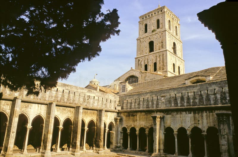 Abbey of Arles showing cloister and bell tower. Abbey of Arles showing cloister and bell tower.