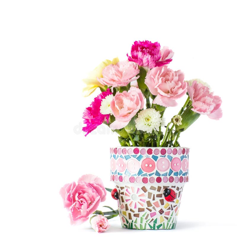 Clavel En Maceta Del Mosaico Imagen de archivo Imagen de arte