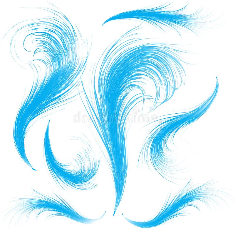 Blue airy feathers for design. Blue airy feathers for design