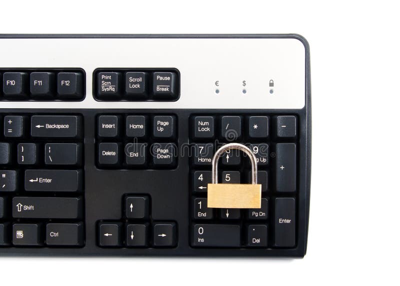Clavier d'ordinateur avec le cadenas pour des transactions sûres photos stock Clavier d'ordinateur avec le cadenas pour des transactions sûres photos stock