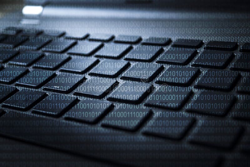 CLAVIER D'ORDINATEUR PORTABLE AVEC LES ÉLÉMENTS BINAIRES illustration libre de droits CLAVIER D'ORDINATEUR PORTABLE AVEC LES ÉLÉMENTS BINAIRES illustration libre de droits