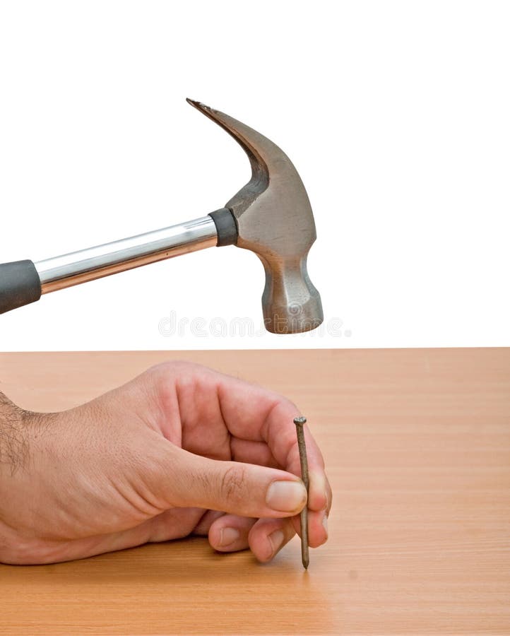 Claw Hammer and Hand with Nail Stock Image Image of closeup, head