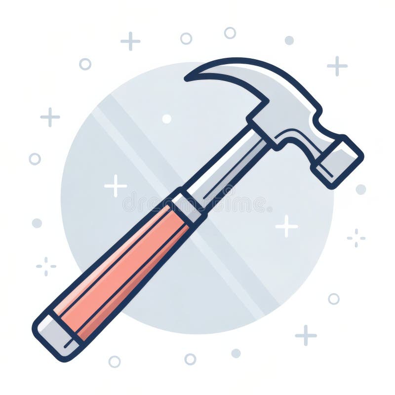 Claw Hammer Line Art Circular Composition, Tool Icon, Construction Concept, hammer, tool stock illustration