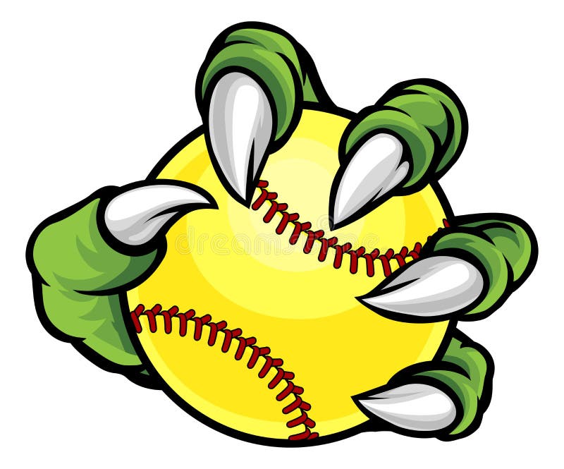 Claw Monster Talons Hand Holding Softball Ball Stock Vector