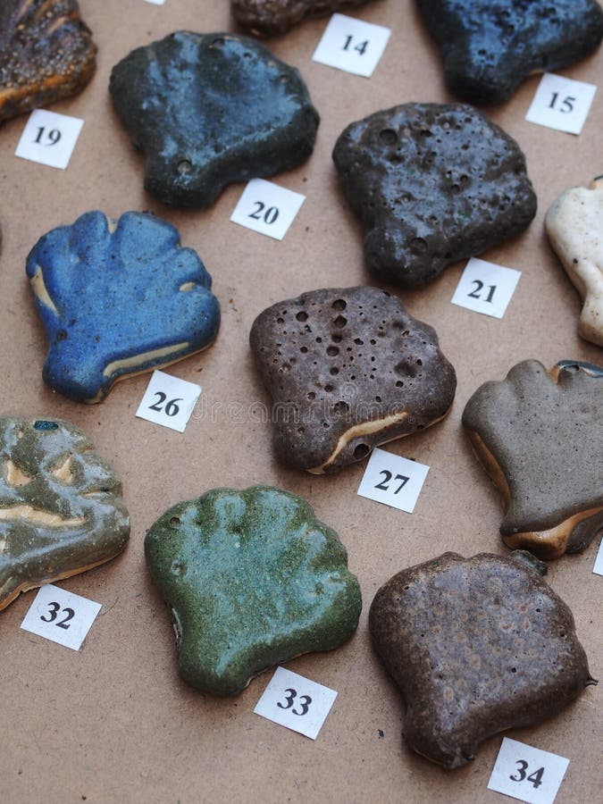 Clay and Glaze Test Pieces from Ceramic Art Stock Photo