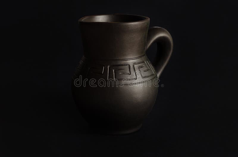 Clay Jug, Old Ceramic Vase on Black Background Stock Photo Image of