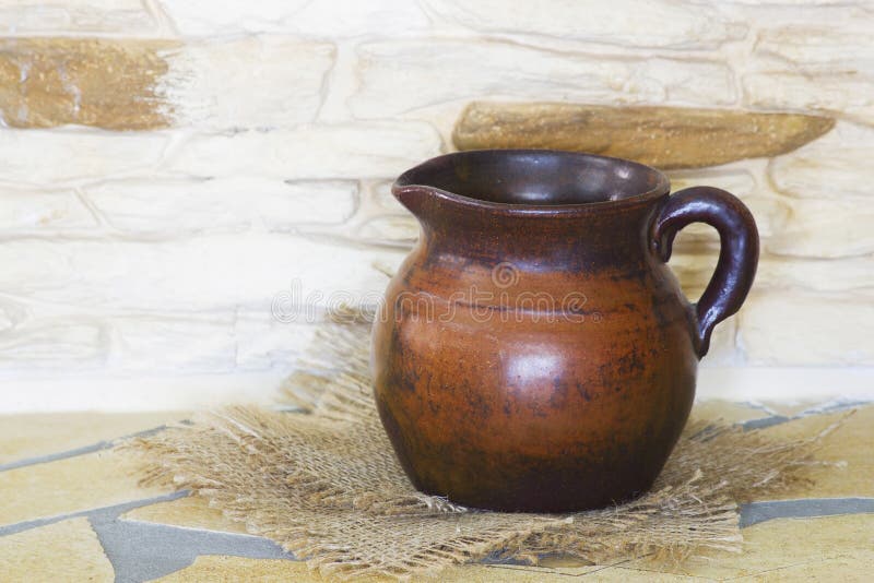 Clay jug, old ceramic vase stock photo. Image of crockery 64484682