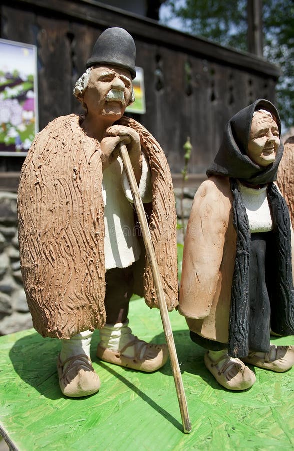 Clay old man and woman