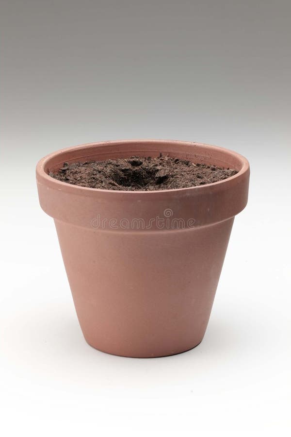 Clay pot with dirt