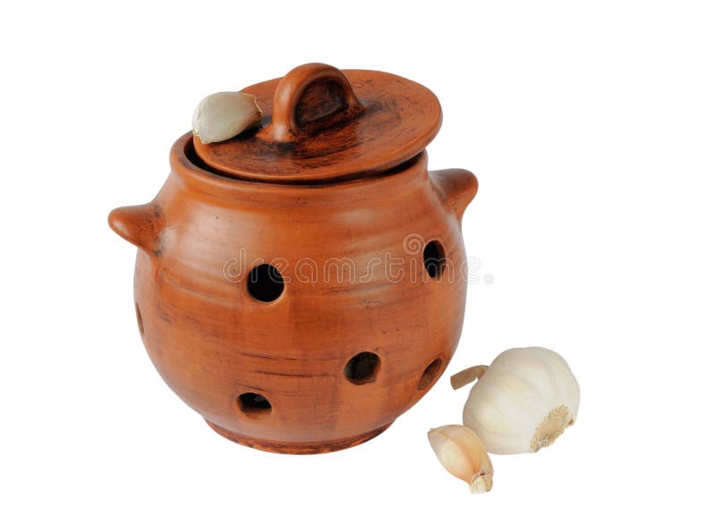 Clay Pot for Garlic Storage Stock Image Image of roast, oldfashioned