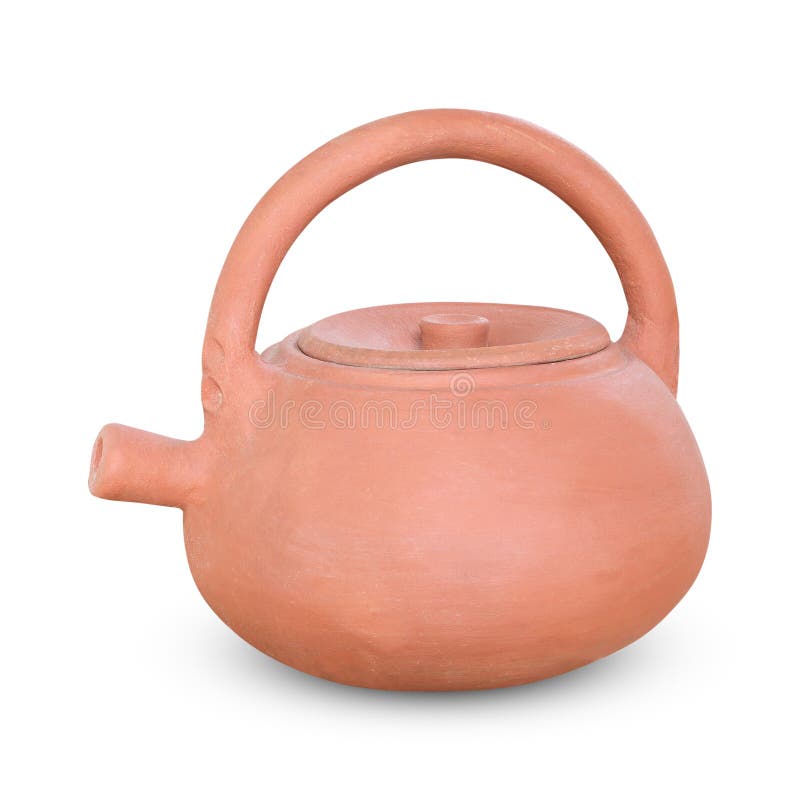 Clay Pot Kettle Isolated on White Stock Image Image of single, teapot