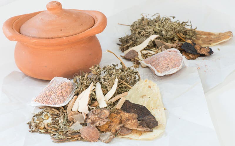 Clay pots and chinese medicine for boiling