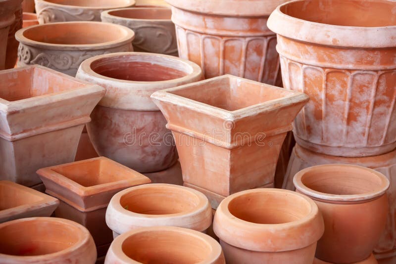 Clay pots stock photo. Image of outdoors, round, color 162524508
