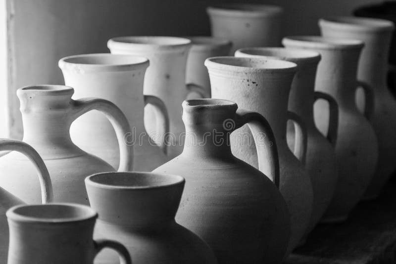 Clay Pots and Vases of Different Sizes Stock Image Image of craft