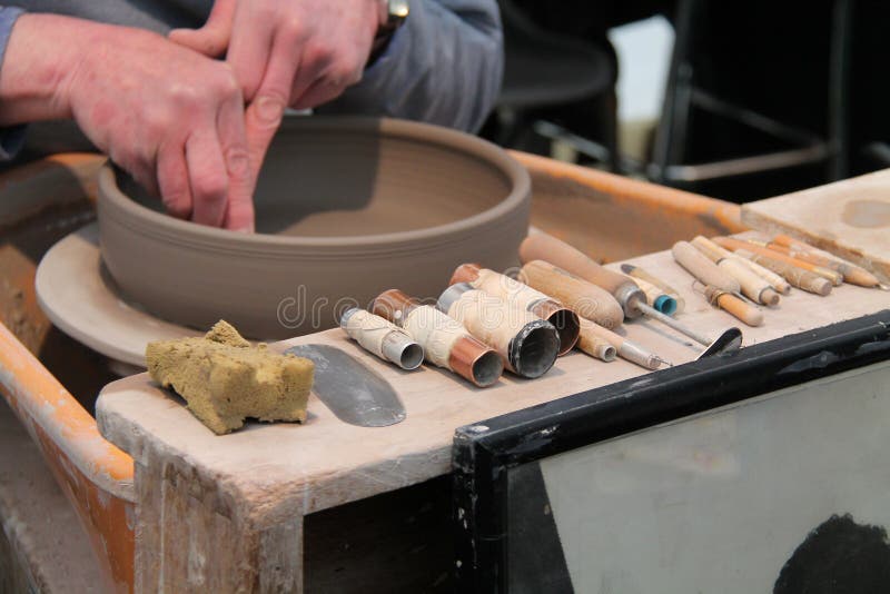 Clay Potter. stock photo. Image of manufacture, spin 71680252