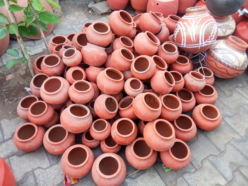Clay Pottery is Displaying on Roadside in Jaip, Rajasthan, India Stock Image Image of iron