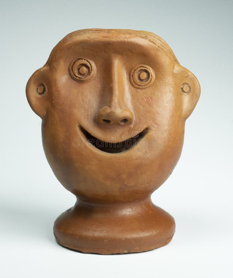 Clay Sculpture of a Funny Face on White Background Stock Image - Image of  education, culture: 189757847