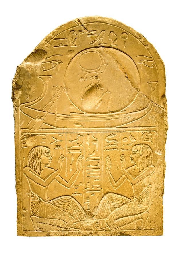 Clay tablet with ancient egyptian hieroglyphs containing human f