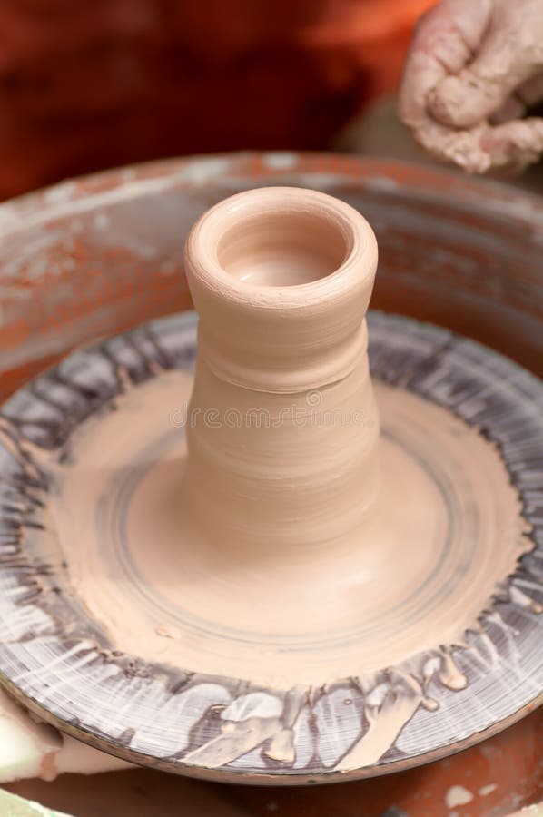 Clay Vase on a Potter`s Wheel Stock Photo Image of skill, closeup 80568432