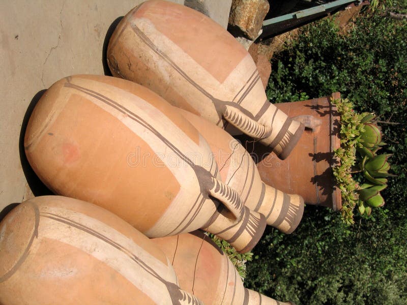 Clay vases (amphors) stock image