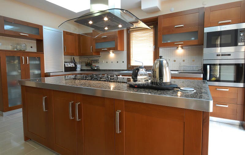 Clean Modern Kitchen stock images