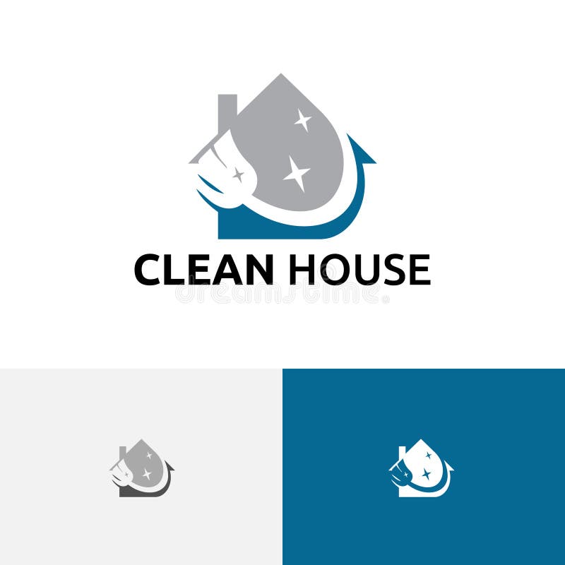 Clean Brush Broom House Cleaning Service Negative Space Logo Stock