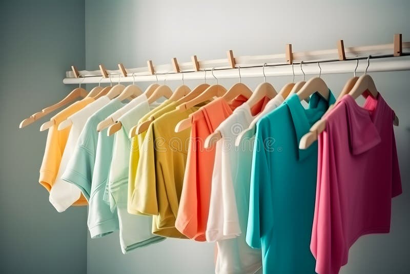 Clean Clothes on Hangers in the Laundry Room. Neural Network AI