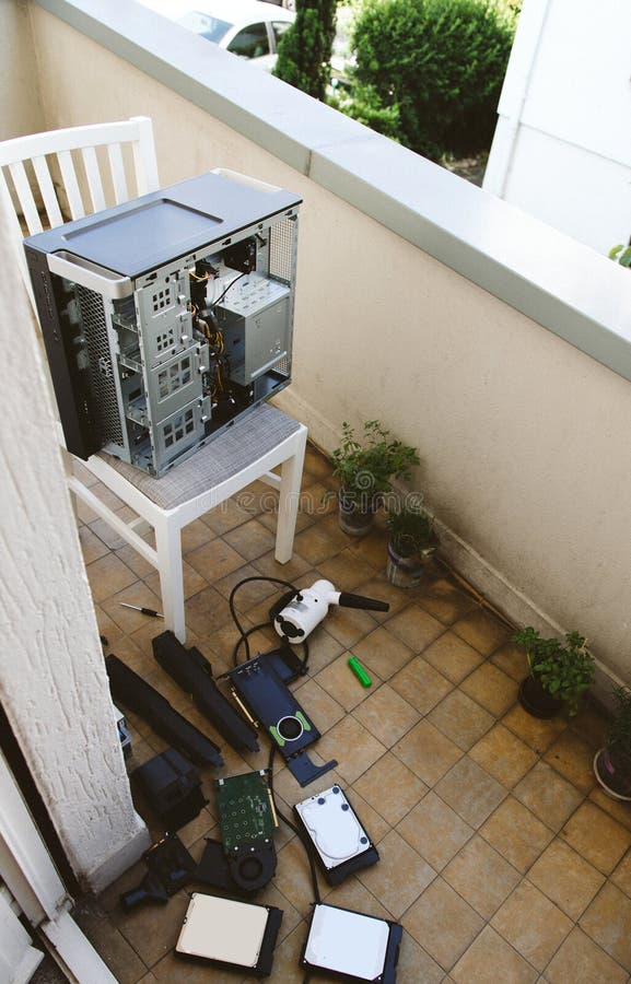 Cleaning Computer with Vacuum Pump Stock Photo Image of domestic