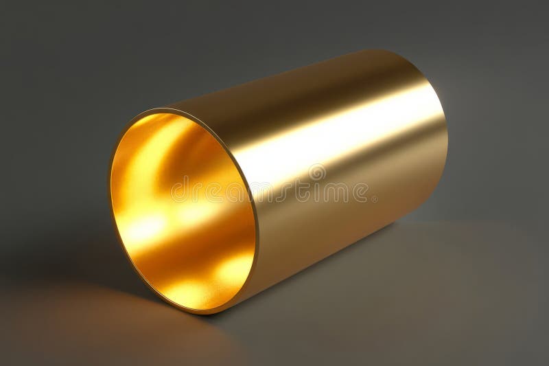 Clean cylindrical shape in gold, gently rotating, emitting a subtle glow to highlight its smooth and minimal design. Ai Generated