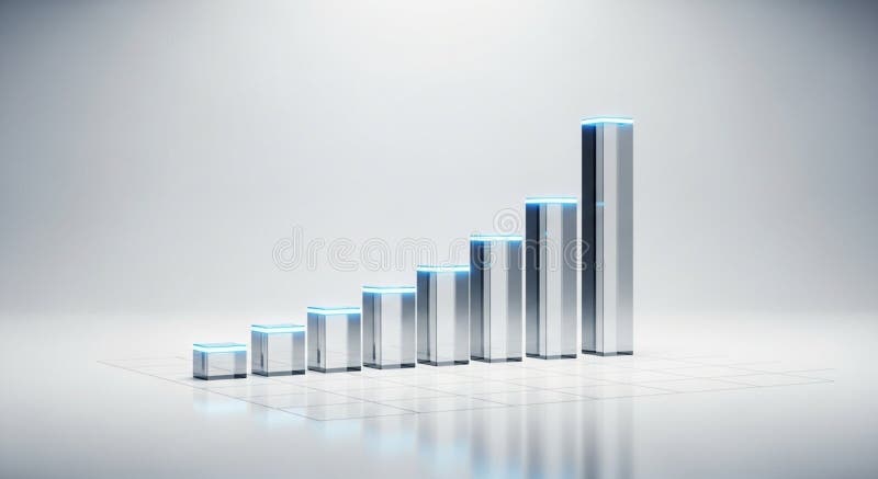 3D Silver Bar Chart Showing Growth graph finance royalty free illustration