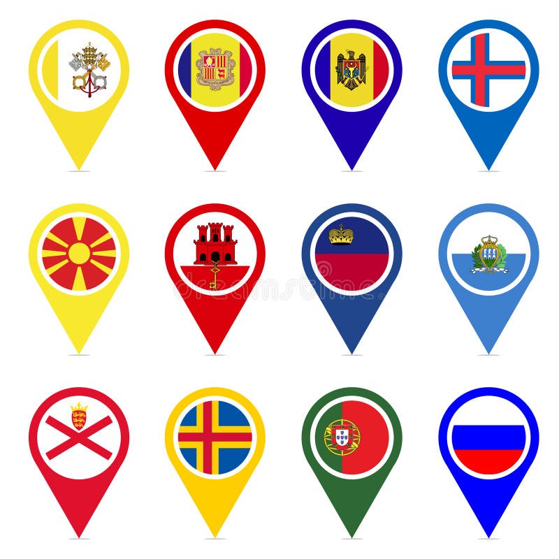 European Countries Flags Set 4 Stock Illustrations 10 European