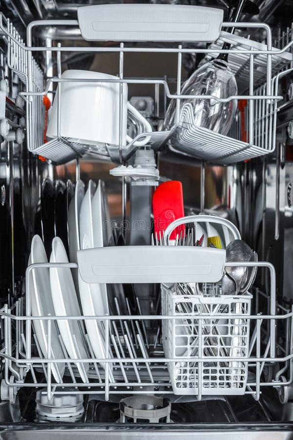 Dishes In A Washing Machine Stock Image Image of housewife, housework