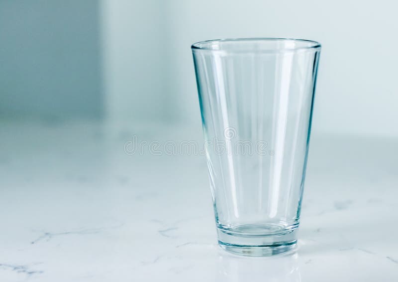 Clean Empty Glass on Marble Table Stock Image Image of mock, full