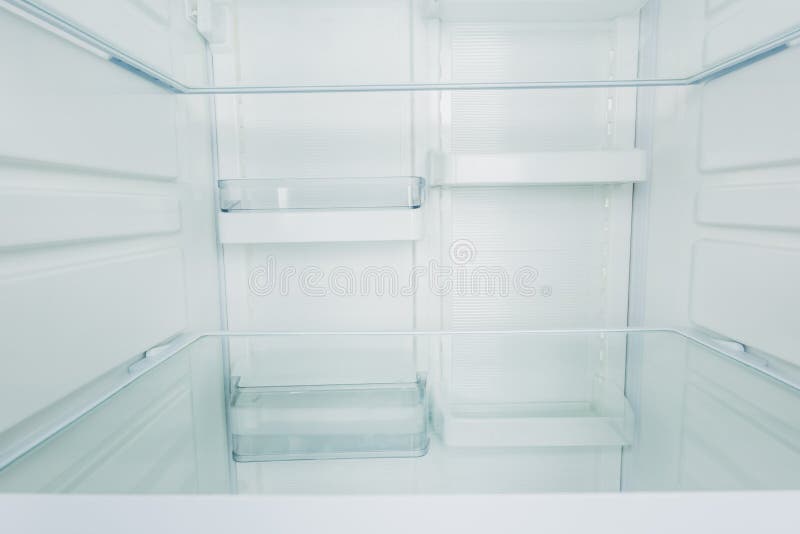 Clean Empty Shelves in White Refrigerator Stock Image Image of empty