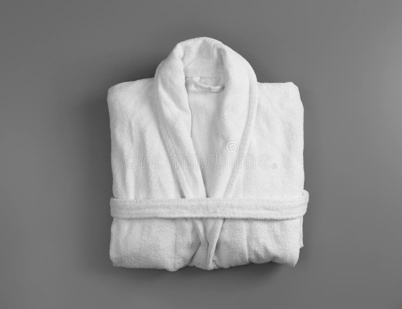 Clean Folded Bathrobe On Grey Background Stock Image - Image of clean ...