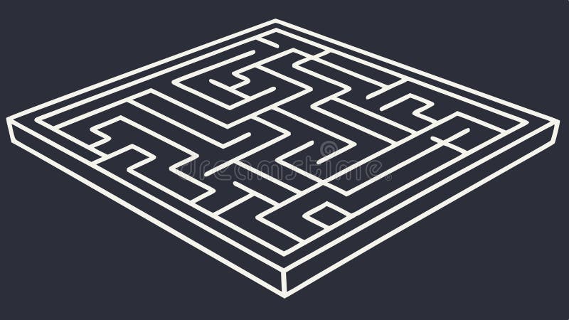 Clean isometric square maze on a dark background vector, vector design Generative AI royalty free illustration