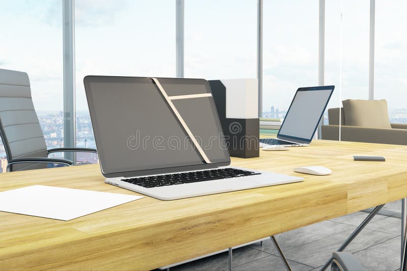 Clean laptop closeup stock illustration. Illustration of panoramic