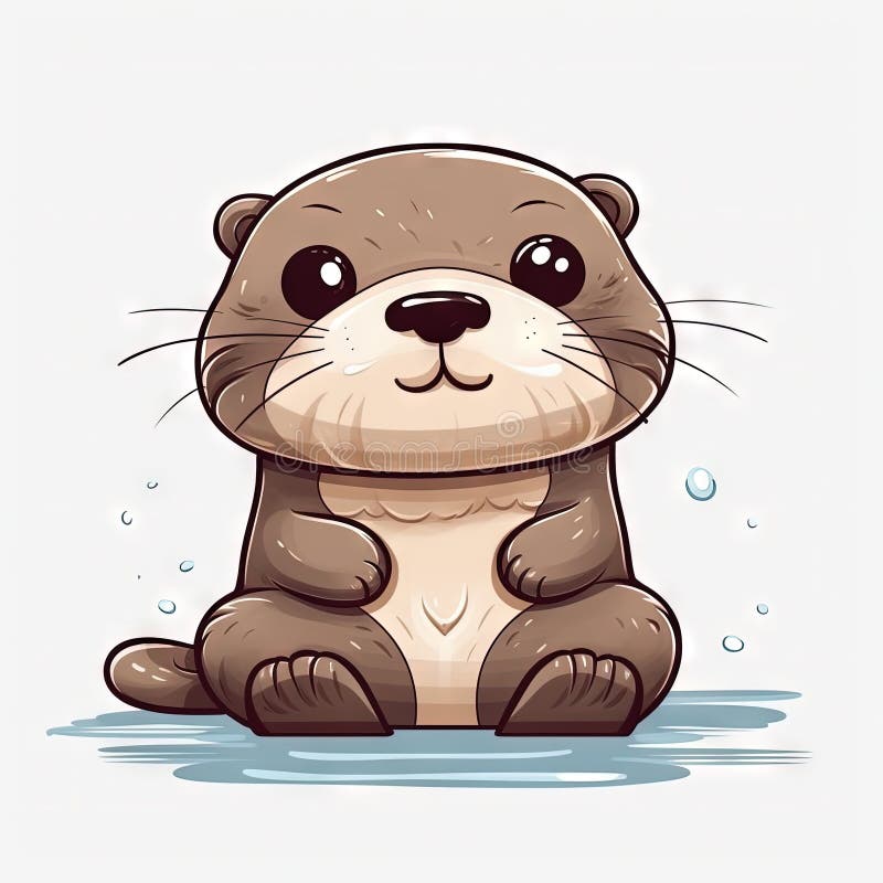Clean Lines Otter Clipart for Invitations and Scrapbooking. Stock ...