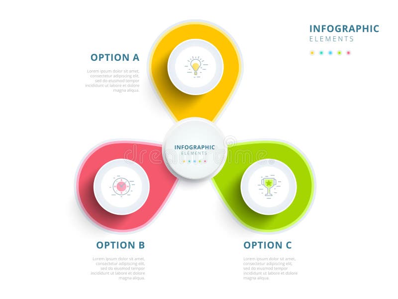Clean minimalistic business 3 step process chart infographics wi royalty free illustration