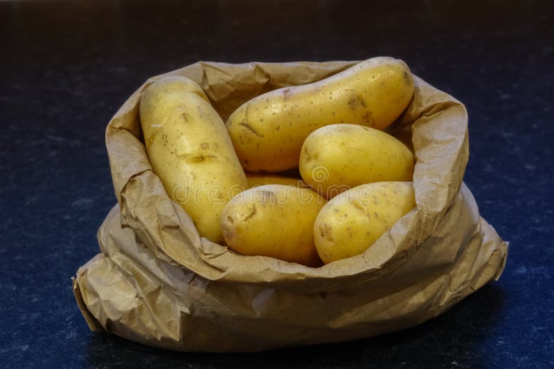 Clean New Potatoes in a Brown Paper Bag Stock Image Image of fried